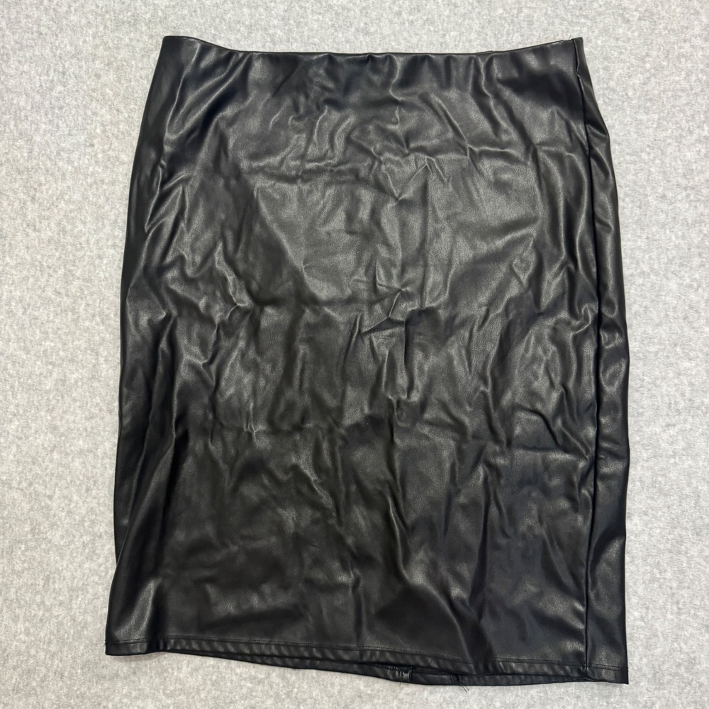 89th + Madison Womens‎ Black Faux Leather Pencil Skirt High Waisted Size L